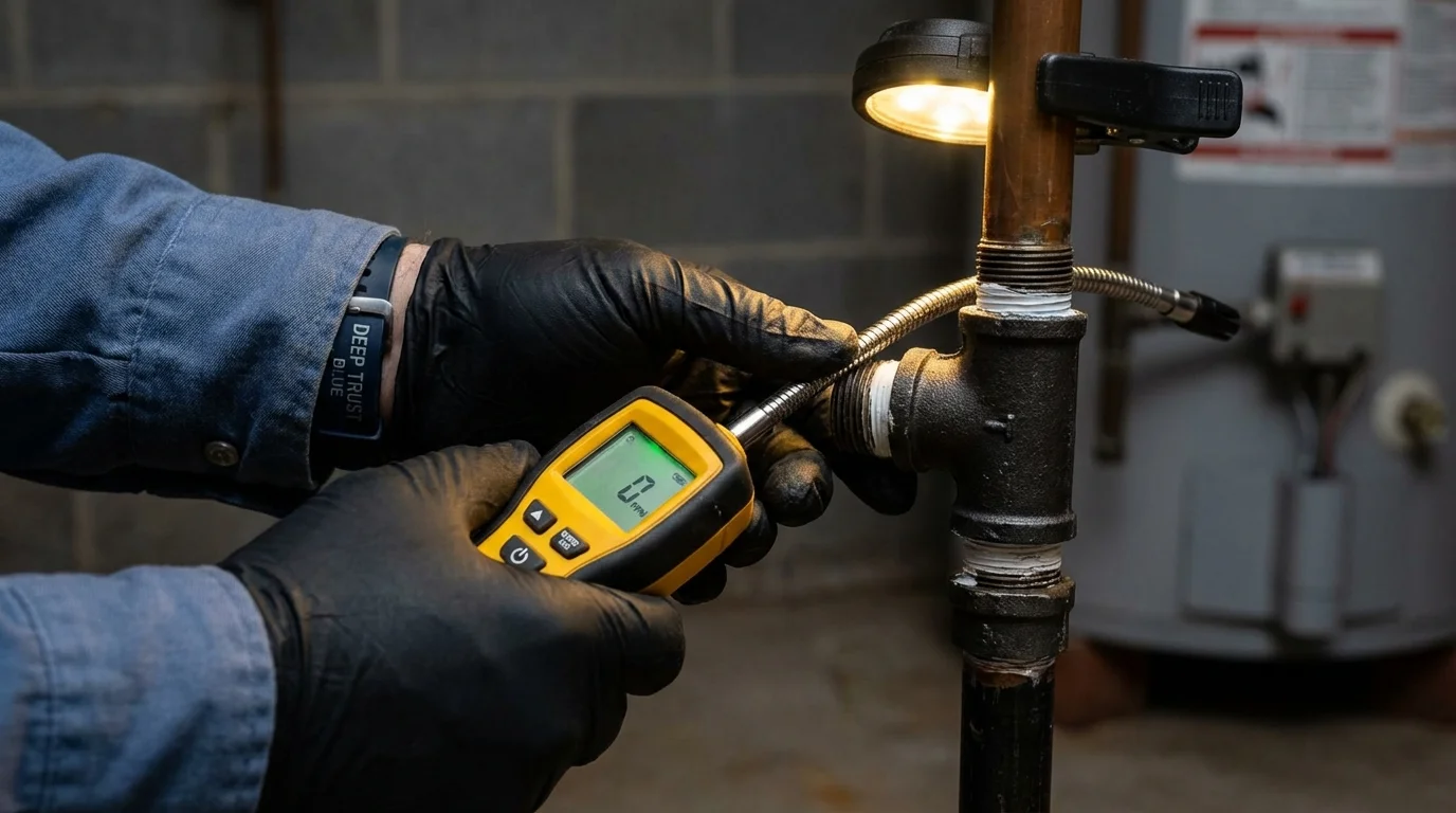 Gas leak detection with electronic sniffer by Johns Plumbing LLC in Marseilles