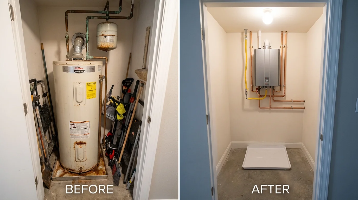 Tank water heater versus wall-mounted tankless unit comparison for Marseilles, IL homeowners